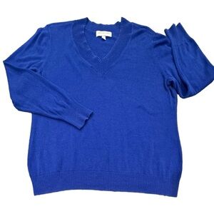 Adrienne Vittadini Size XXL Royal Blue V-neck  Sweater